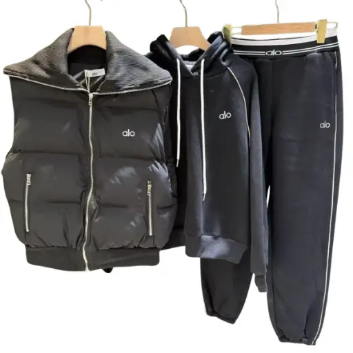 CONJUNTO 3 PIEZAS ALO YOGA NEGRO